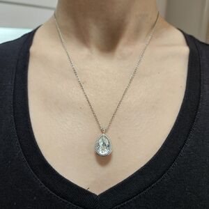 Swarovski Teardrop Halo Pendant Necklace
